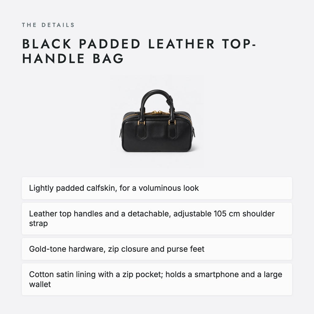 Black Padded Leather Top-Handle Bag, photo 4