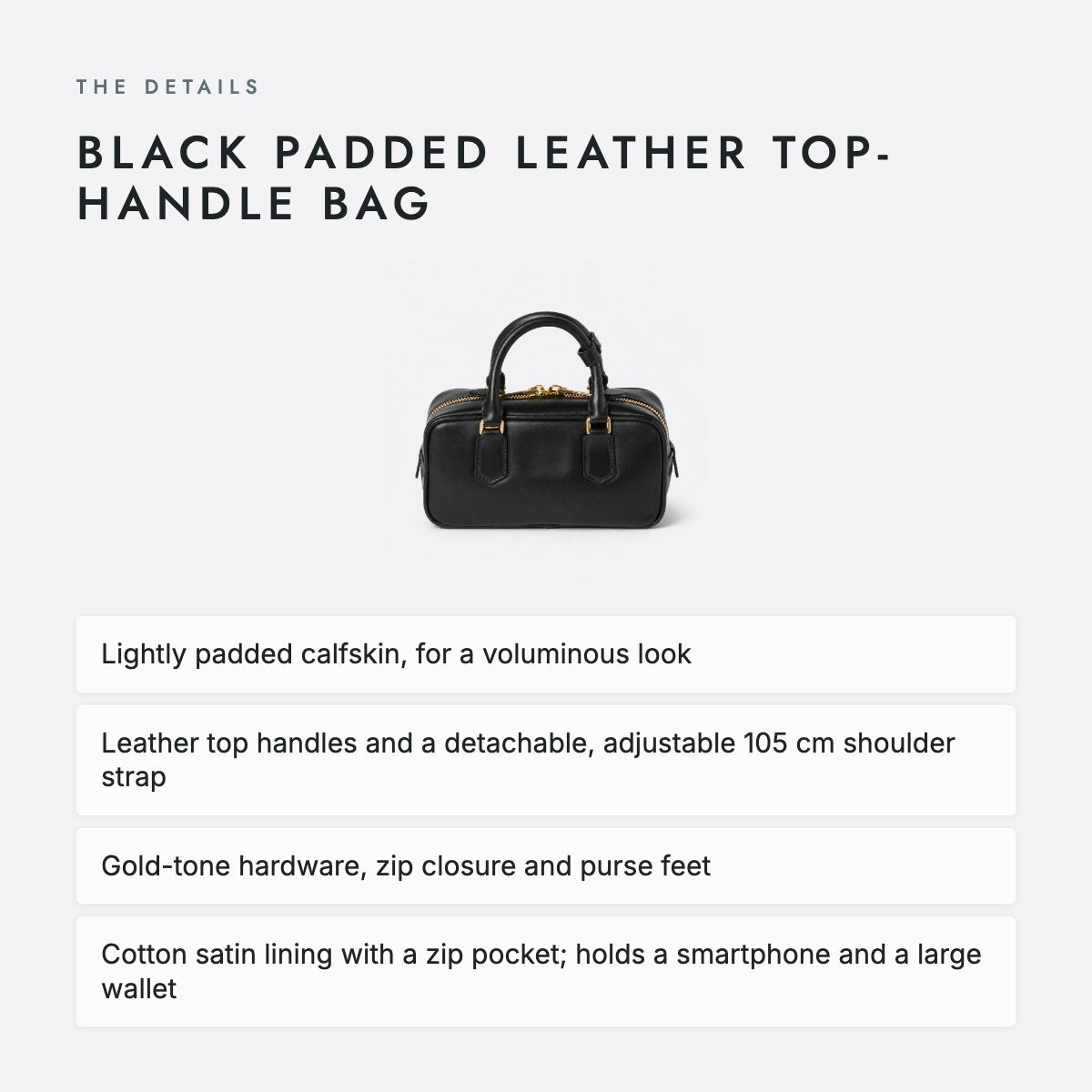 Black Padded Leather Top-Handle Bag, photo 4