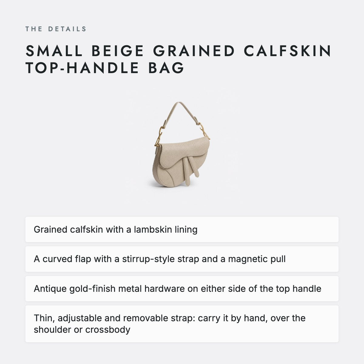 Small Beige Grained Calfskin Top-Handle Bag, photo 4