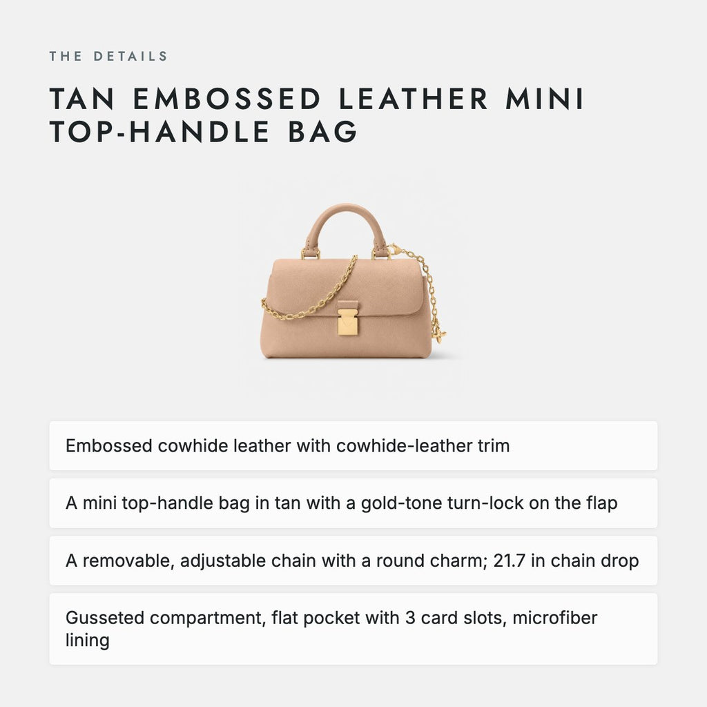 Tan Embossed Leather Mini Top-Handle Bag, photo 4