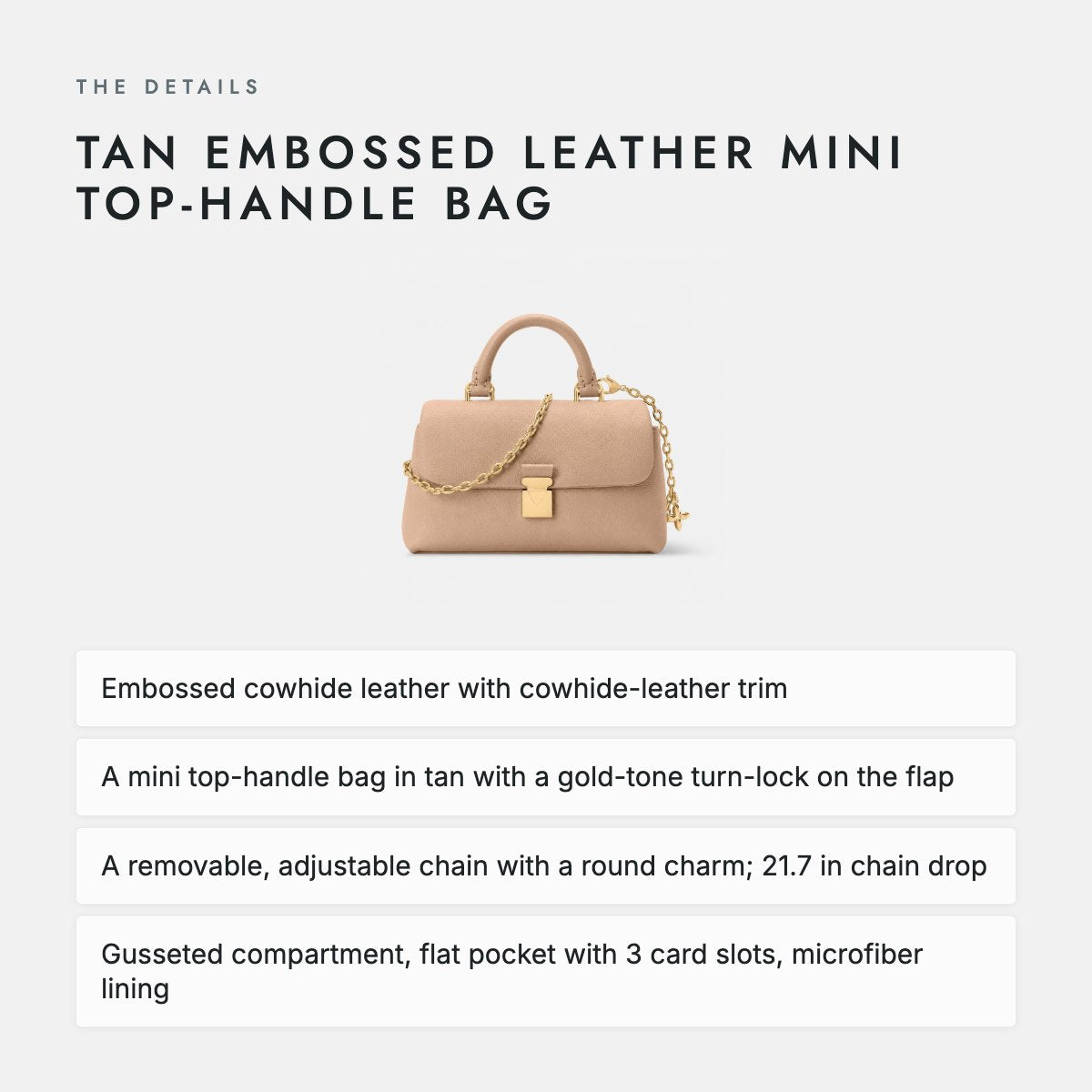 Tan Embossed Leather Mini Top-Handle Bag, photo 4