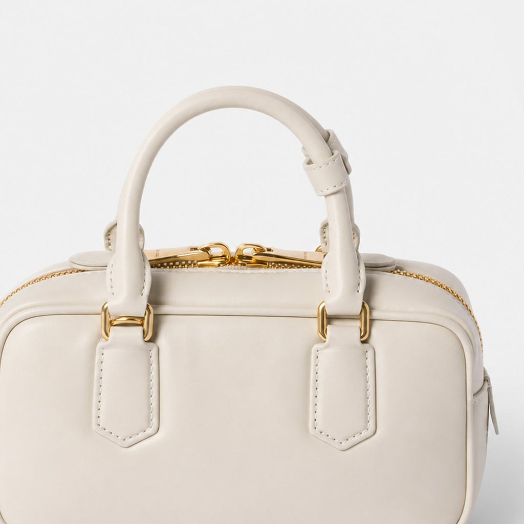 Chalk White Padded Leather Top-Handle Bag, photo 2