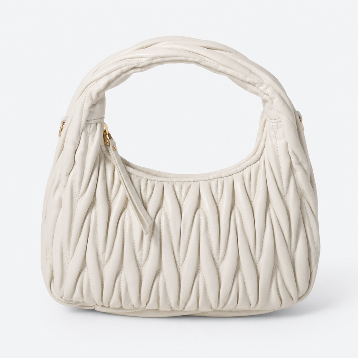 White Quilted Leather Hobo Bag, photo 1