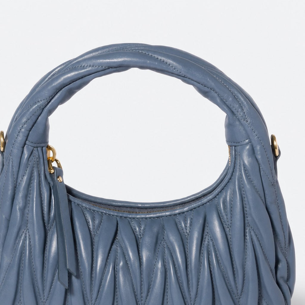 Aviation Blue Quilted Leather Hobo Bag, photo 2