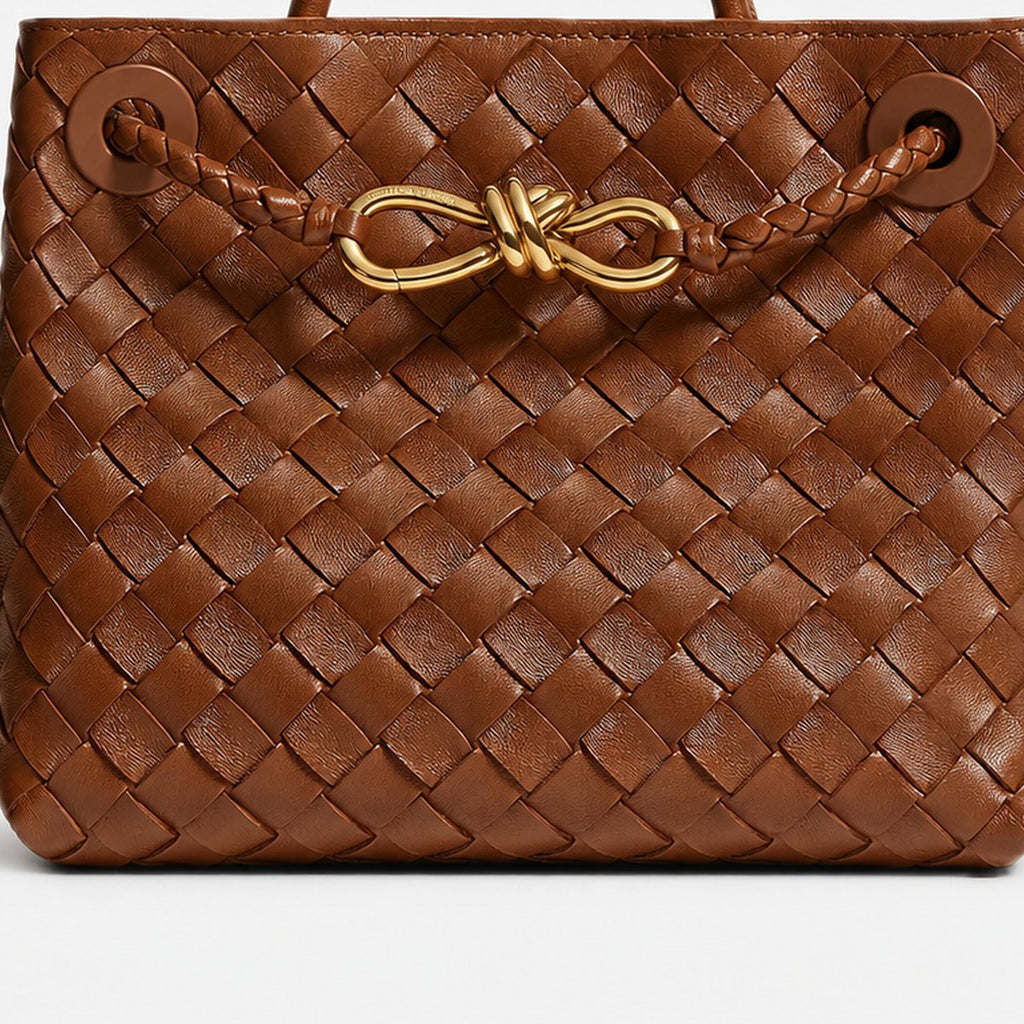 Tan Woven Leather Top-Handle Bag, photo 3