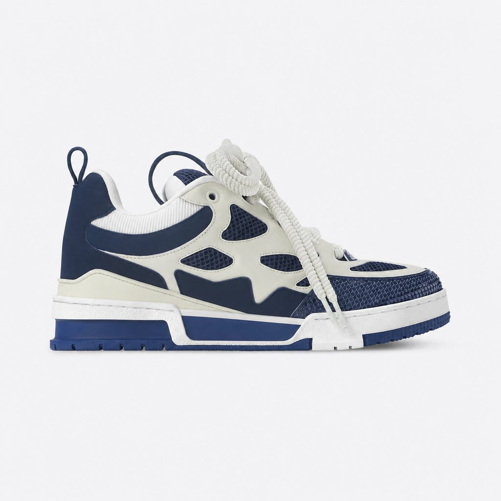 Navy and Cream Mesh and Leather Sneakers, photo 1