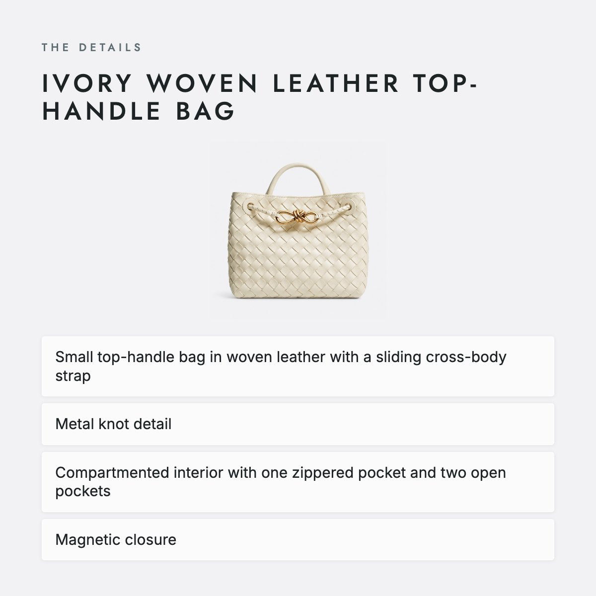 Ivory Woven Leather Top-Handle Bag, photo 4