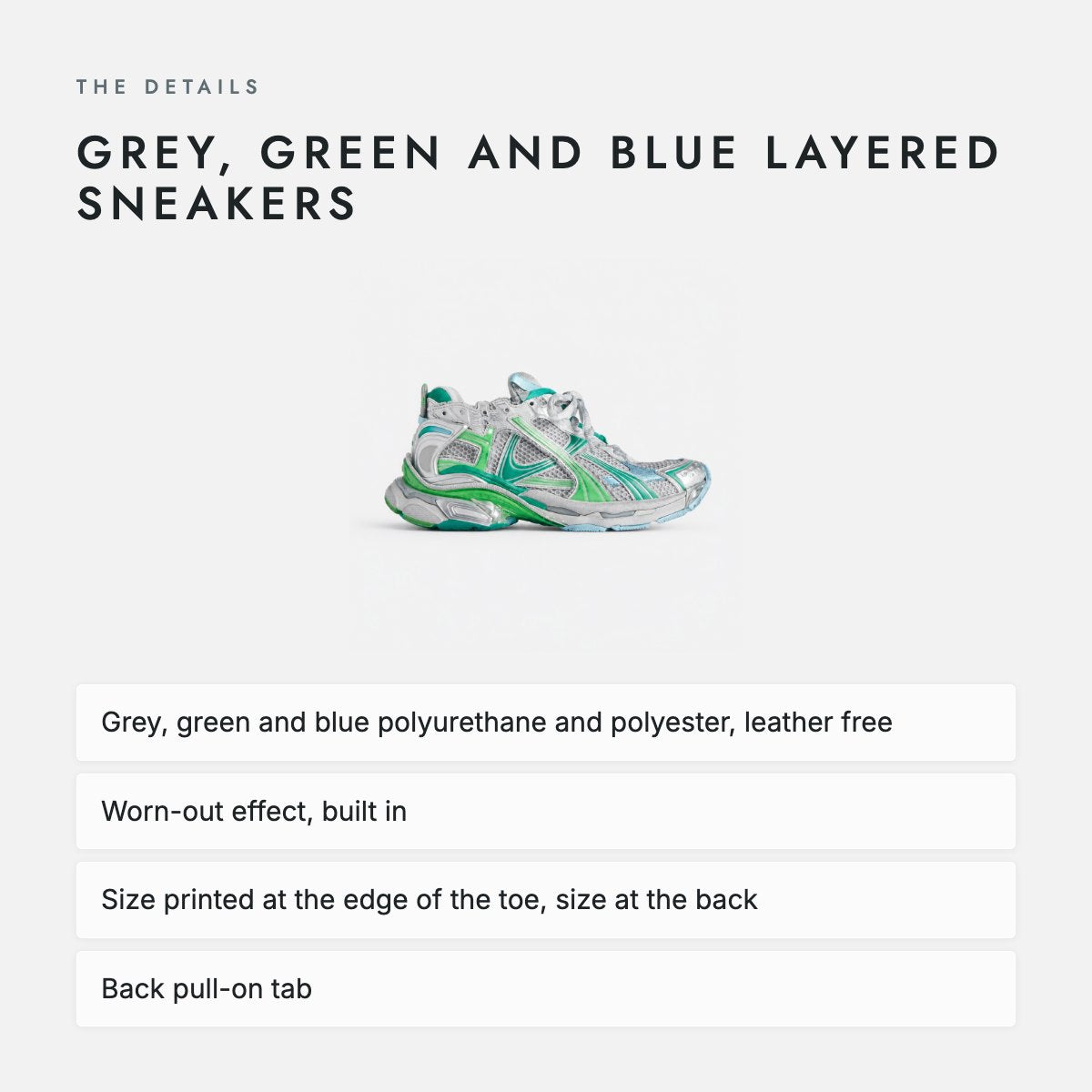 Grey, Green and Blue Layered Sneakers, photo 4