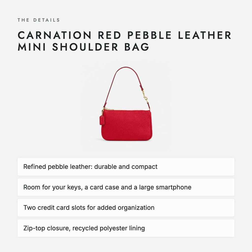 Carnation Red Pebble Leather Mini Shoulder Bag, photo 4