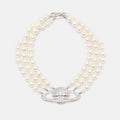 Three-Row Pearl Choker with Crystal Pendant, photo 1
