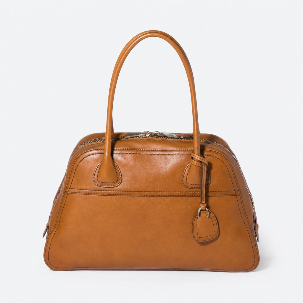 Cognac Leather Bowling Bag, photo 1