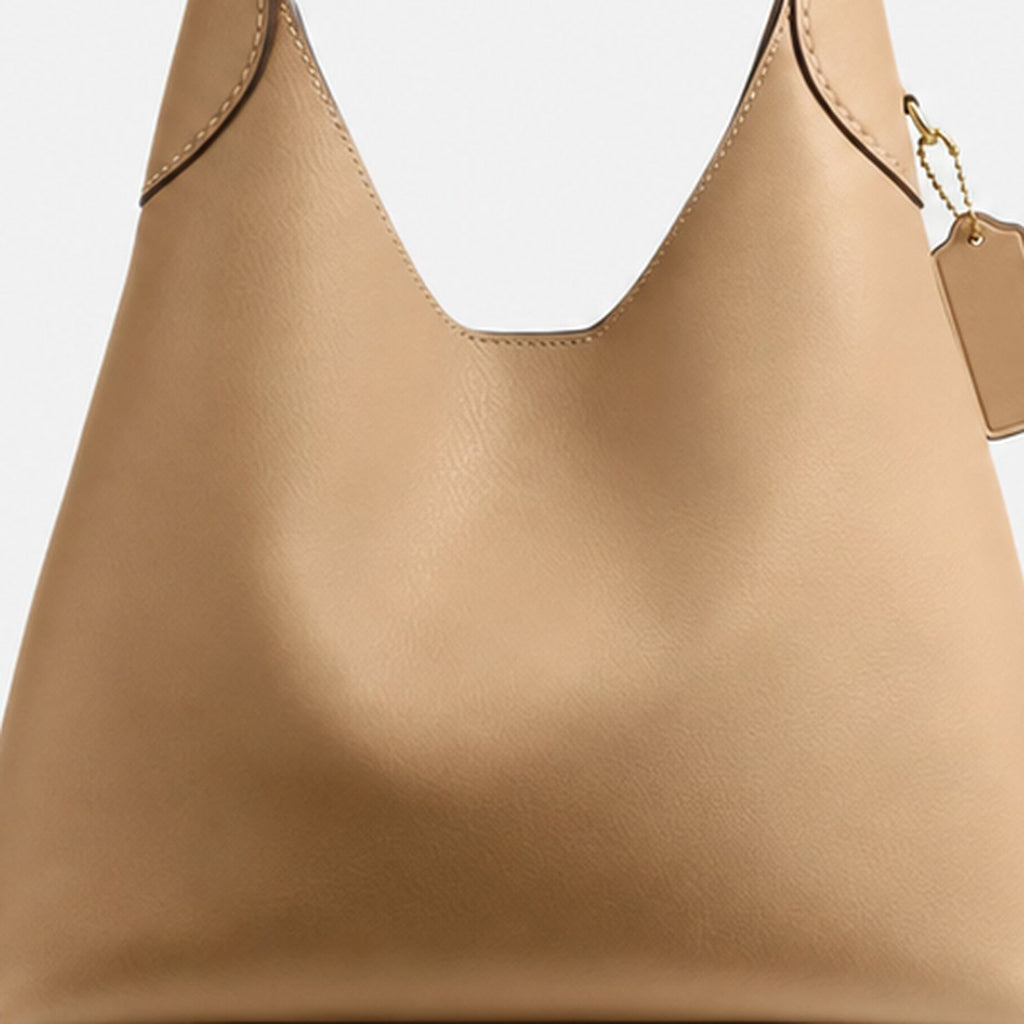 Tan Grain Leather Hobo Shoulder Bag, photo 3
