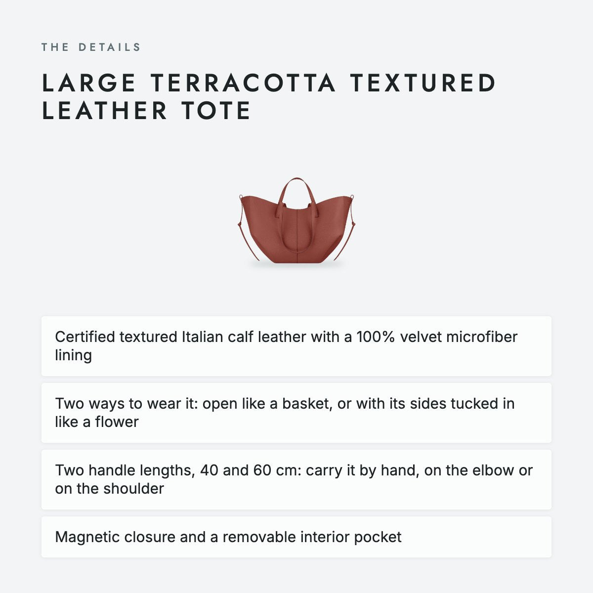 Large Terracotta Textured Leather Tote, photo 4