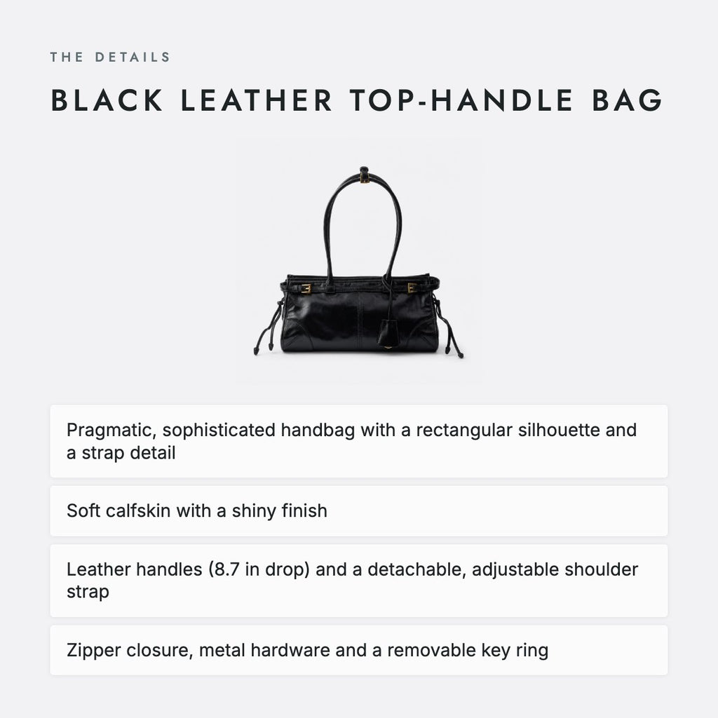 Black Leather Top-Handle Bag, photo 4