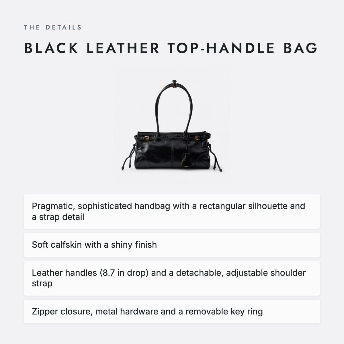 Black Leather Top-Handle Bag, photo 4