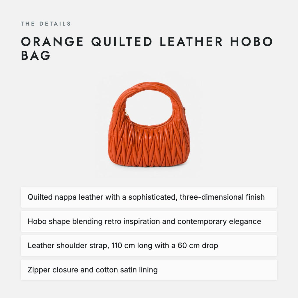 Orange Quilted Leather Hobo Bag, photo 4