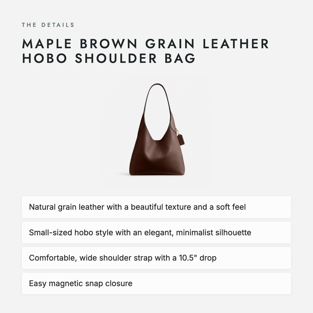 Maple Brown Grain Leather Hobo Shoulder Bag, photo 4