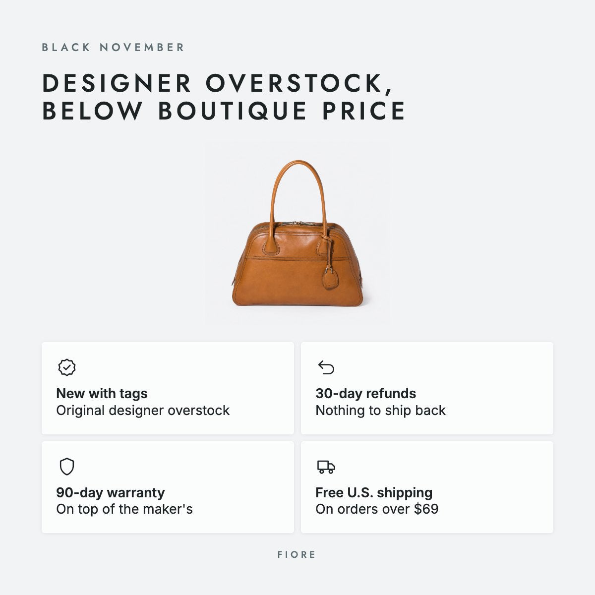 Cognac Leather Bowling Bag, photo 5