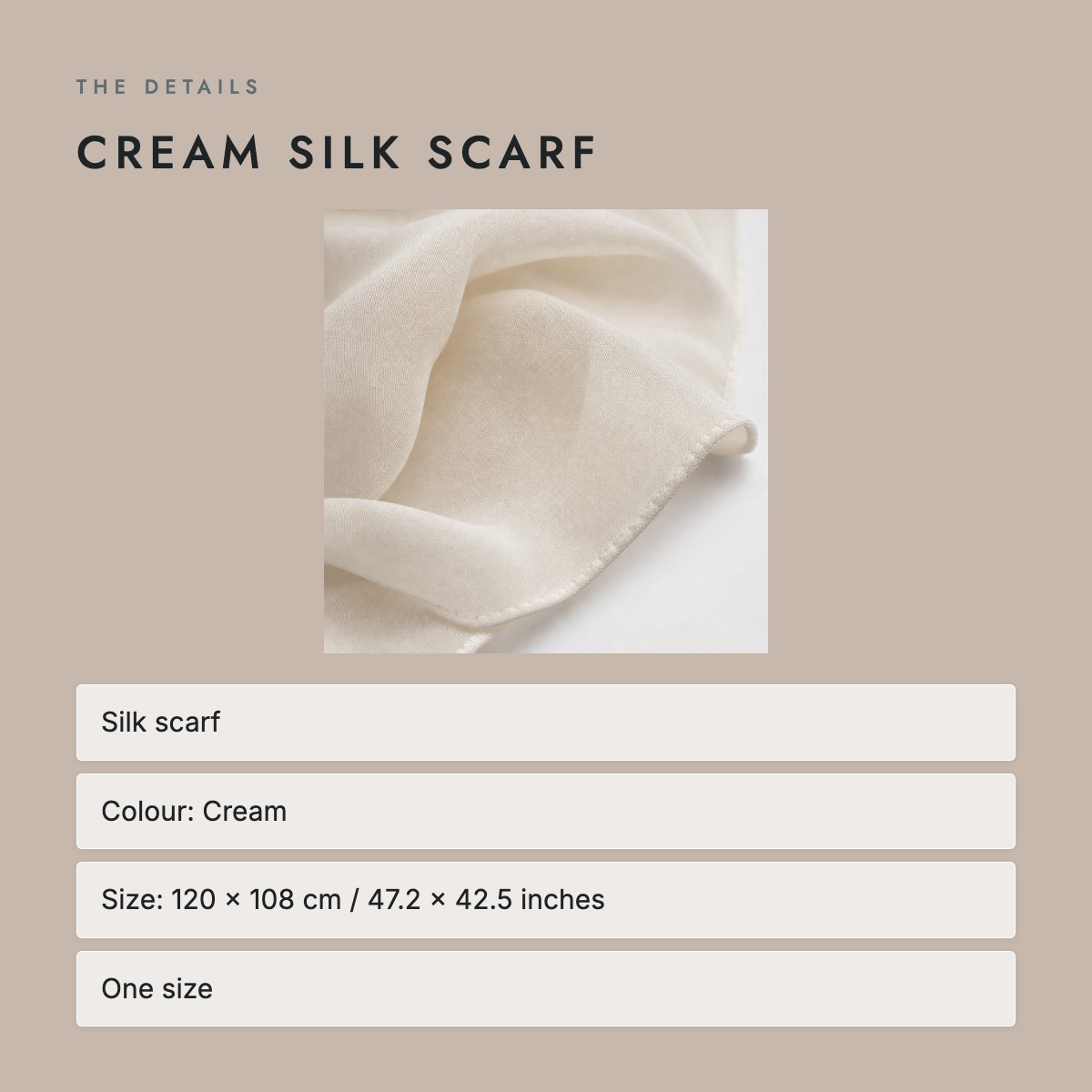 Cream Silk Scarf, photo 4