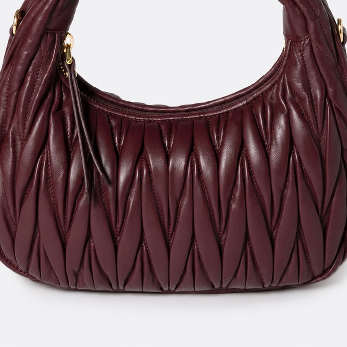 Burgundy Quilted Leather Hobo Bag, photo 3