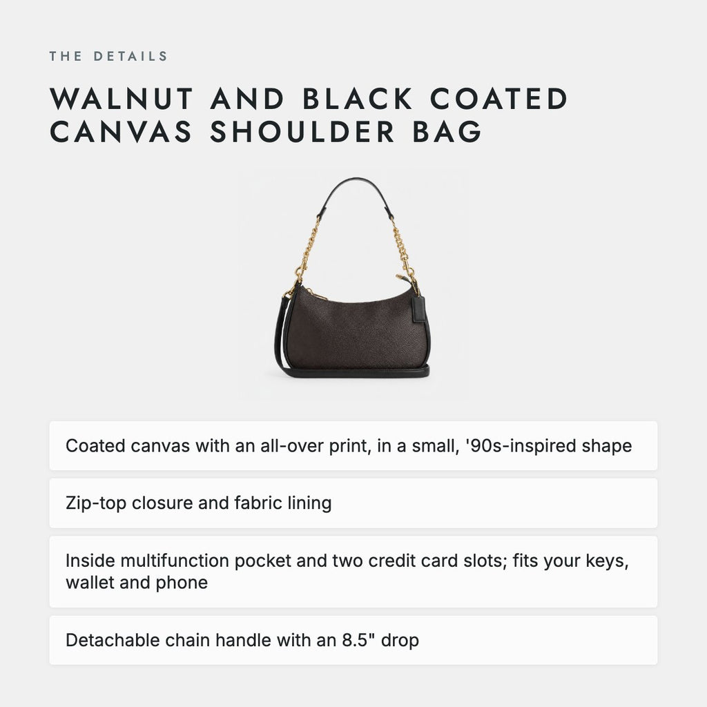 Walnut and Black Coated Canvas Shoulder Bag, photo 4