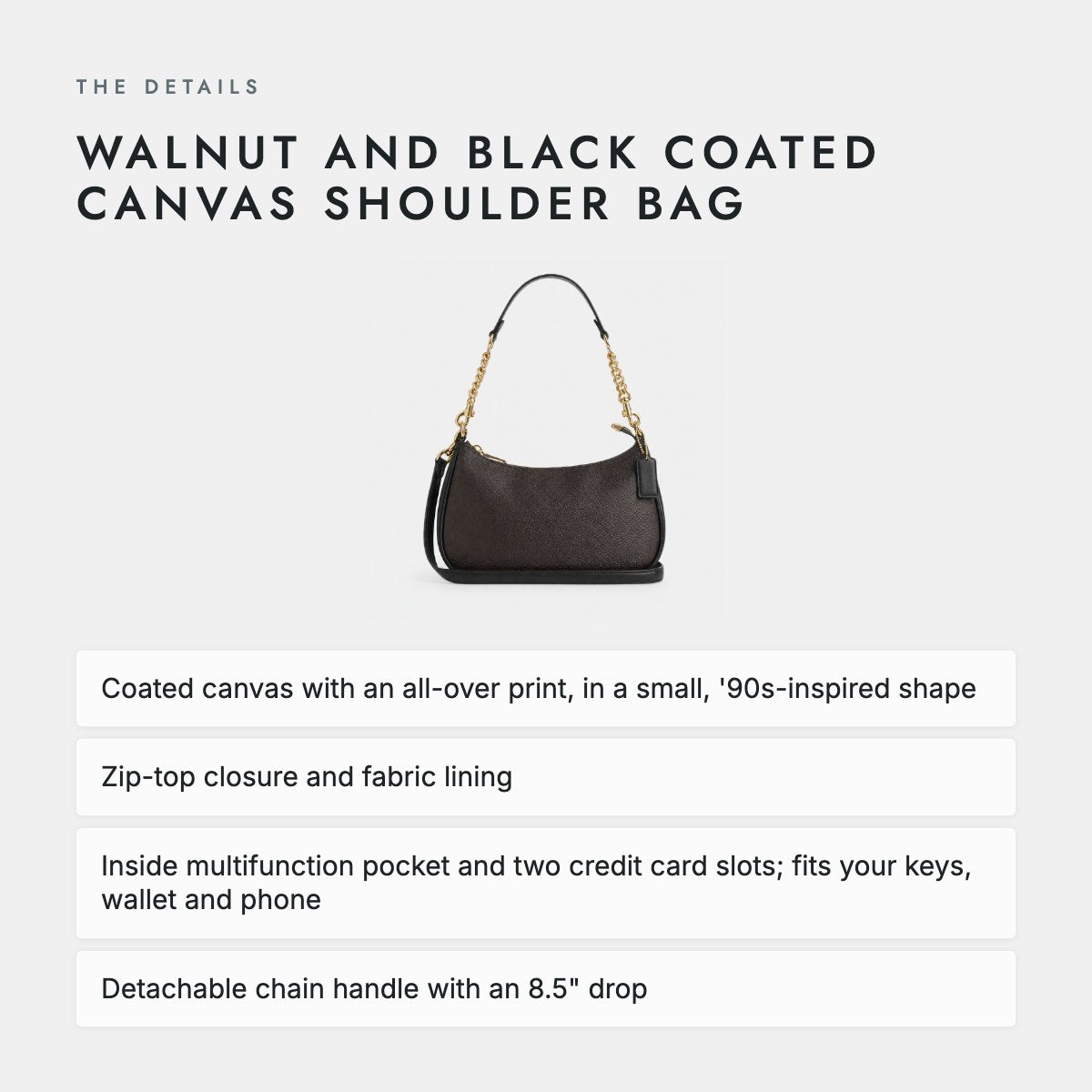 Walnut and Black Coated Canvas Shoulder Bag, photo 4