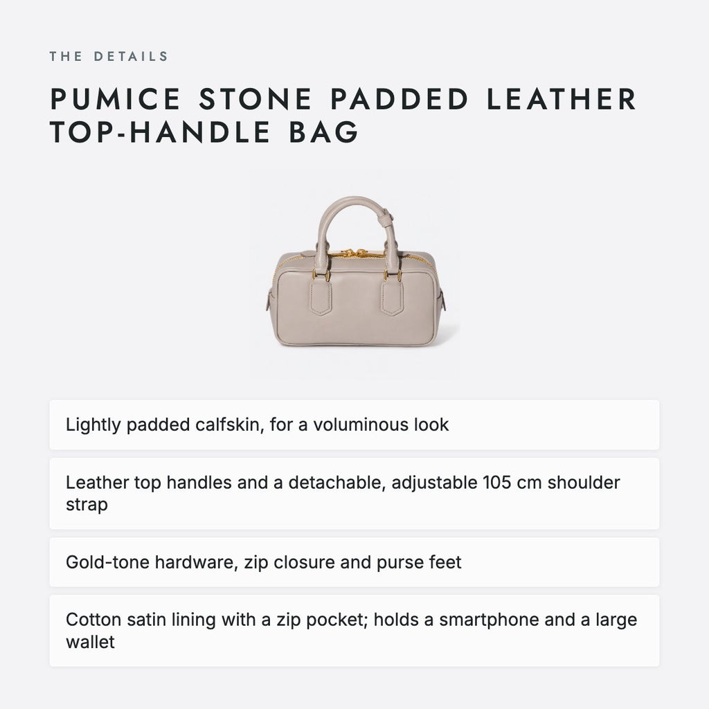 Pumice Stone Padded Leather Top-Handle Bag, photo 4
