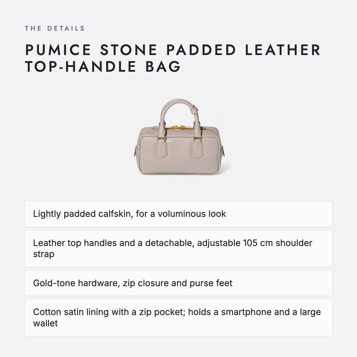 Pumice Stone Padded Leather Top-Handle Bag, photo 4