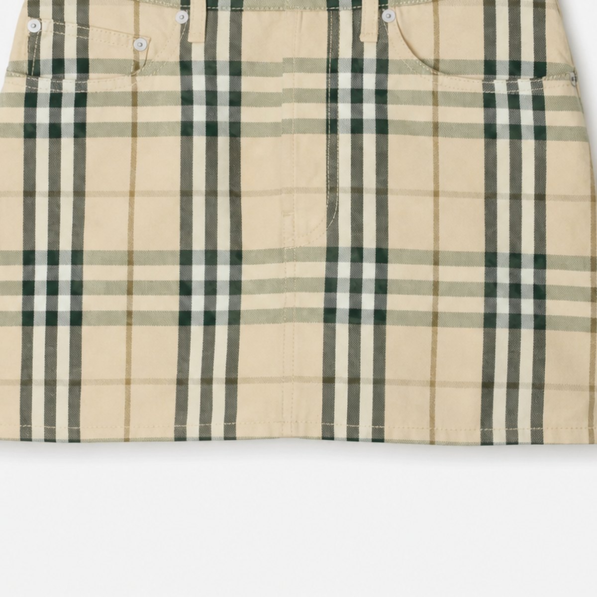 Beige Checked Cotton Mini Skirt, photo 3