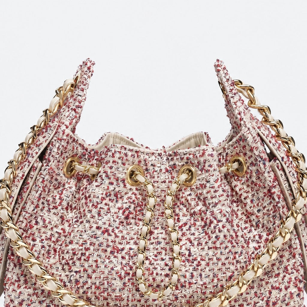 Ecru, Red and Blue Tweed Mini Drawstring Bag, photo 2