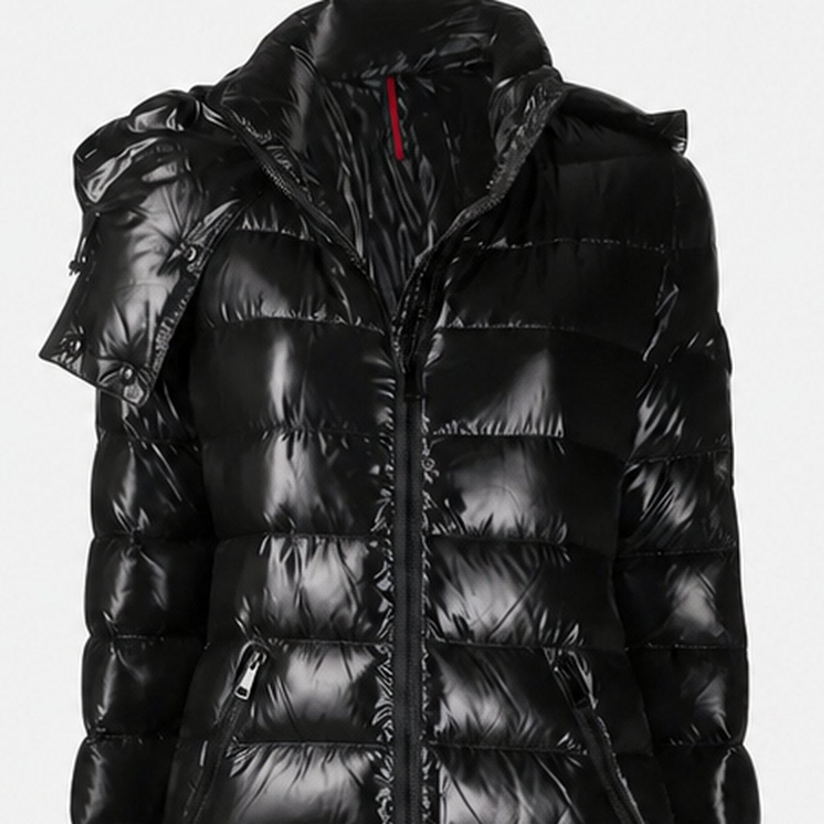 Black High-Shine Hooded Down Coat, photo 2