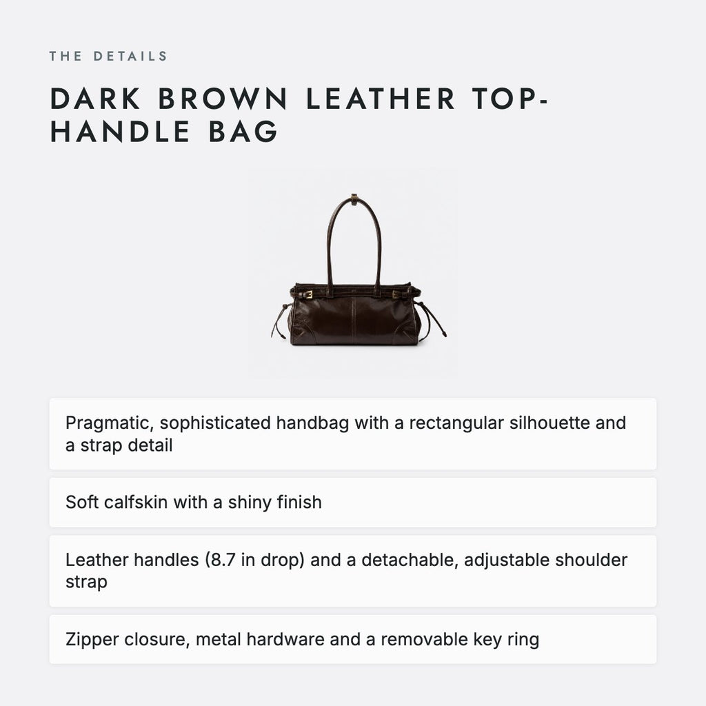 Dark Brown Leather Top-Handle Bag, photo 4