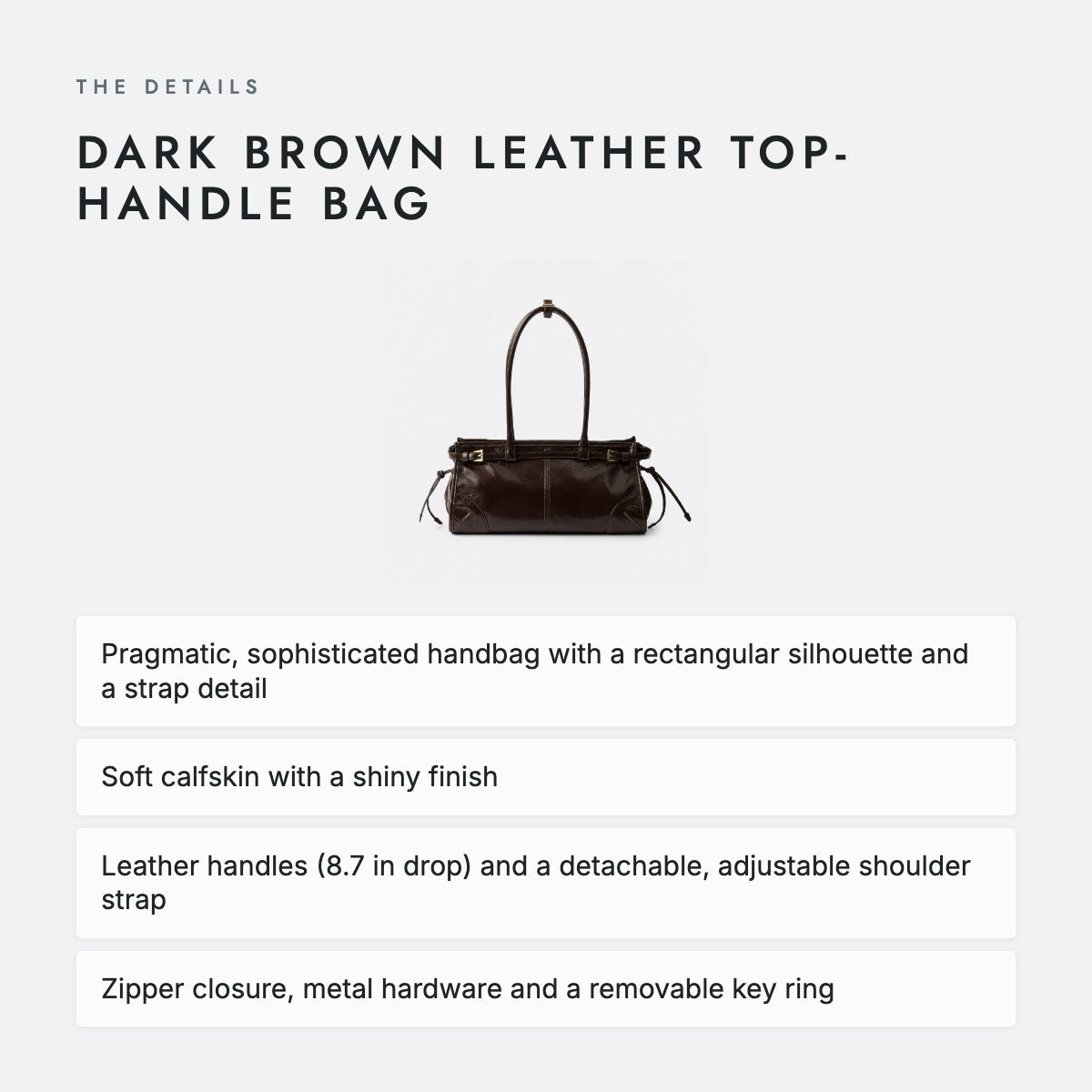 Dark Brown Leather Top-Handle Bag, photo 4
