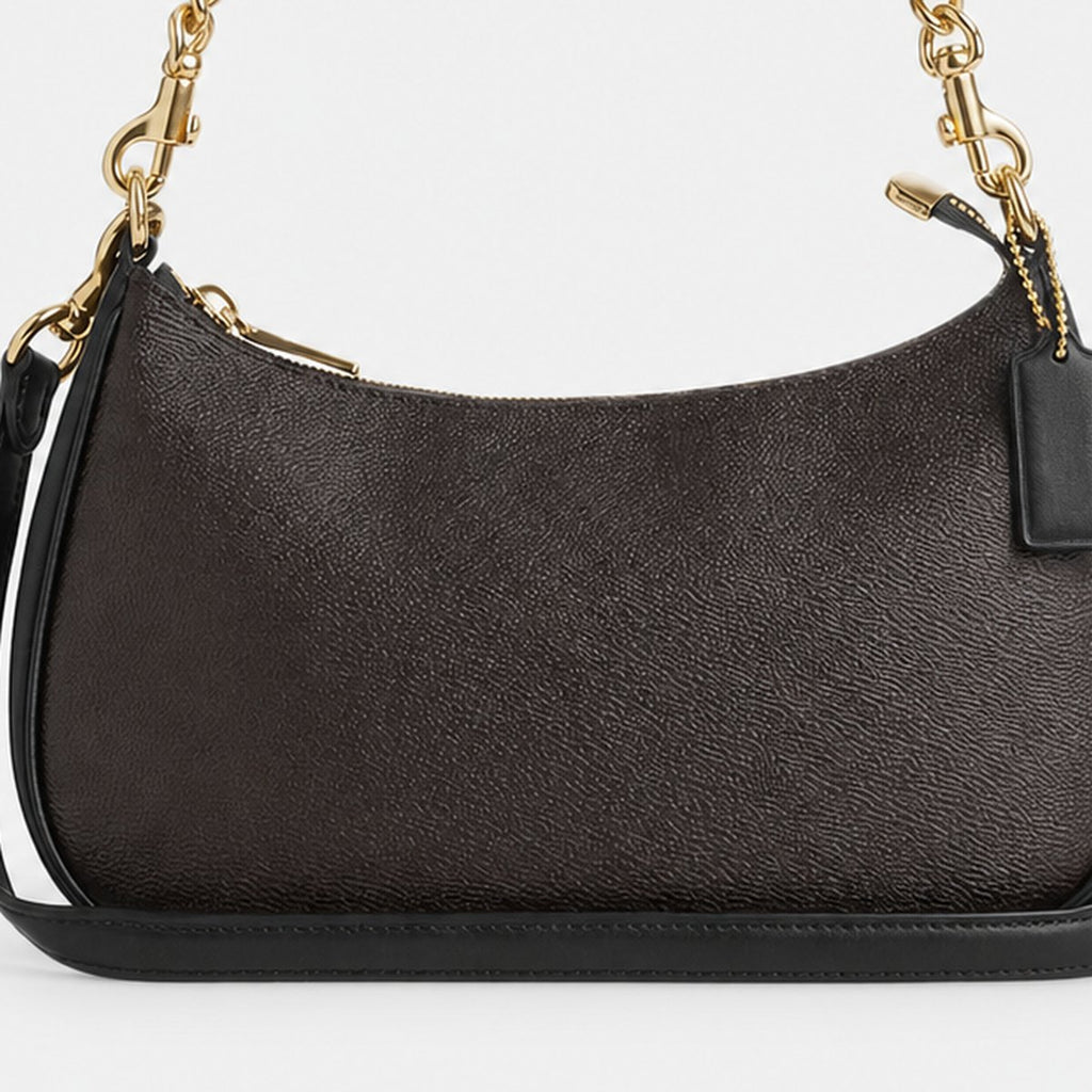 Walnut and Black Coated Canvas Shoulder Bag, photo 3