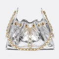 Silver Metallic Calfskin Mini Drawstring Bag, photo 1