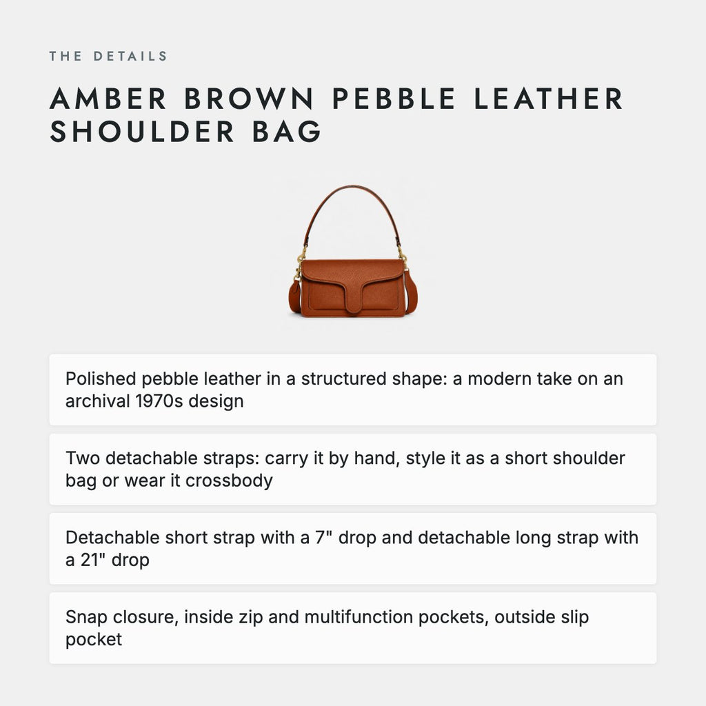 Amber Brown Pebble Leather Shoulder Bag, photo 4