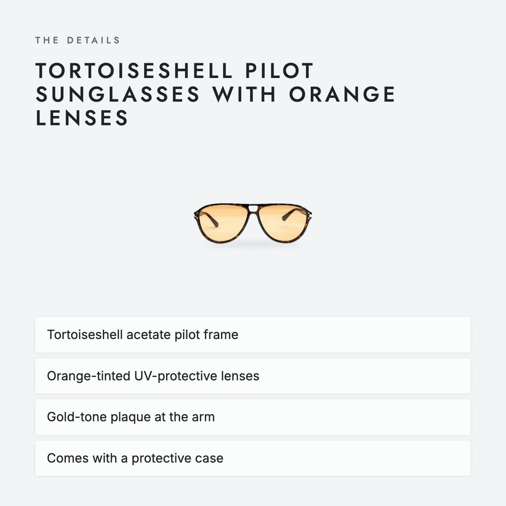 Tortoiseshell Pilot Sunglasses with Orange Lenses, photo 4