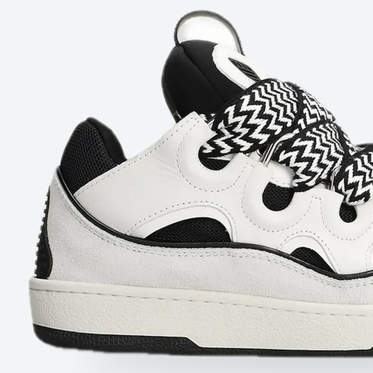 White and Black Leather Oversized Sneakers, photo 2