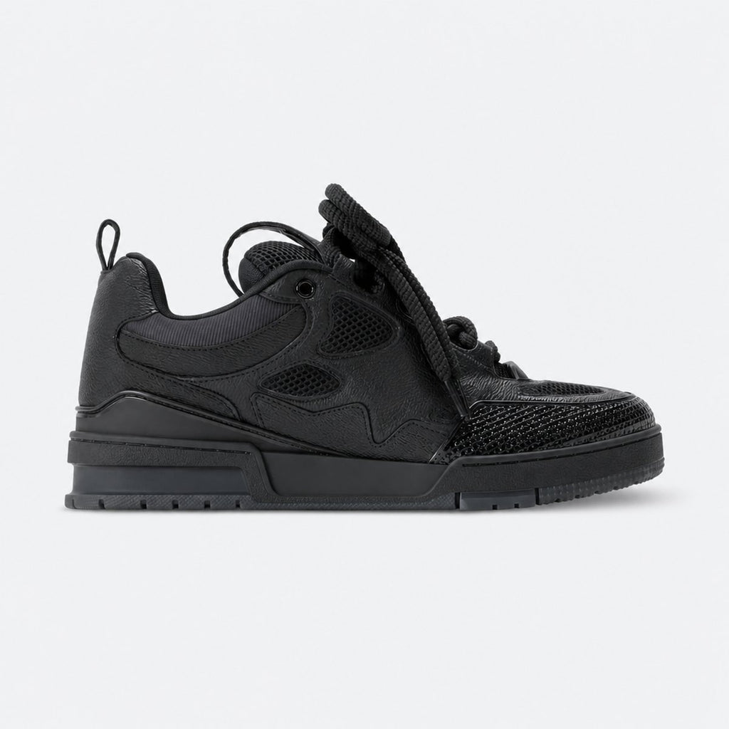 Black Grained Leather Sneakers, photo 1