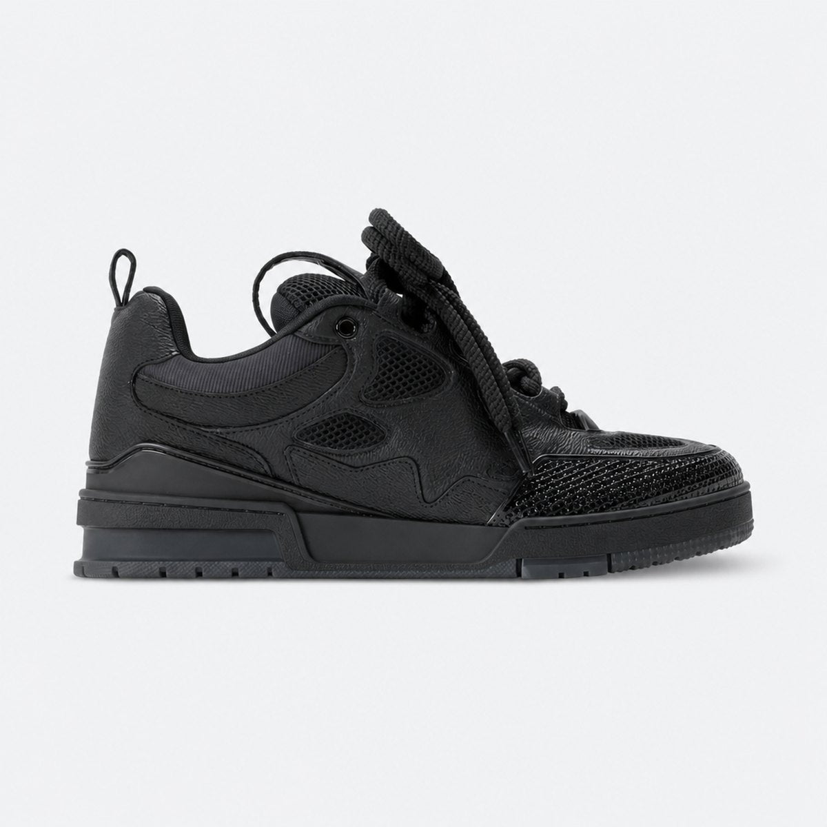 Black Grained Leather Sneakers, photo 1