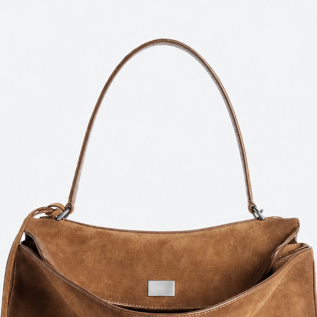 Camel Suede Top-Handle Bag, photo 2