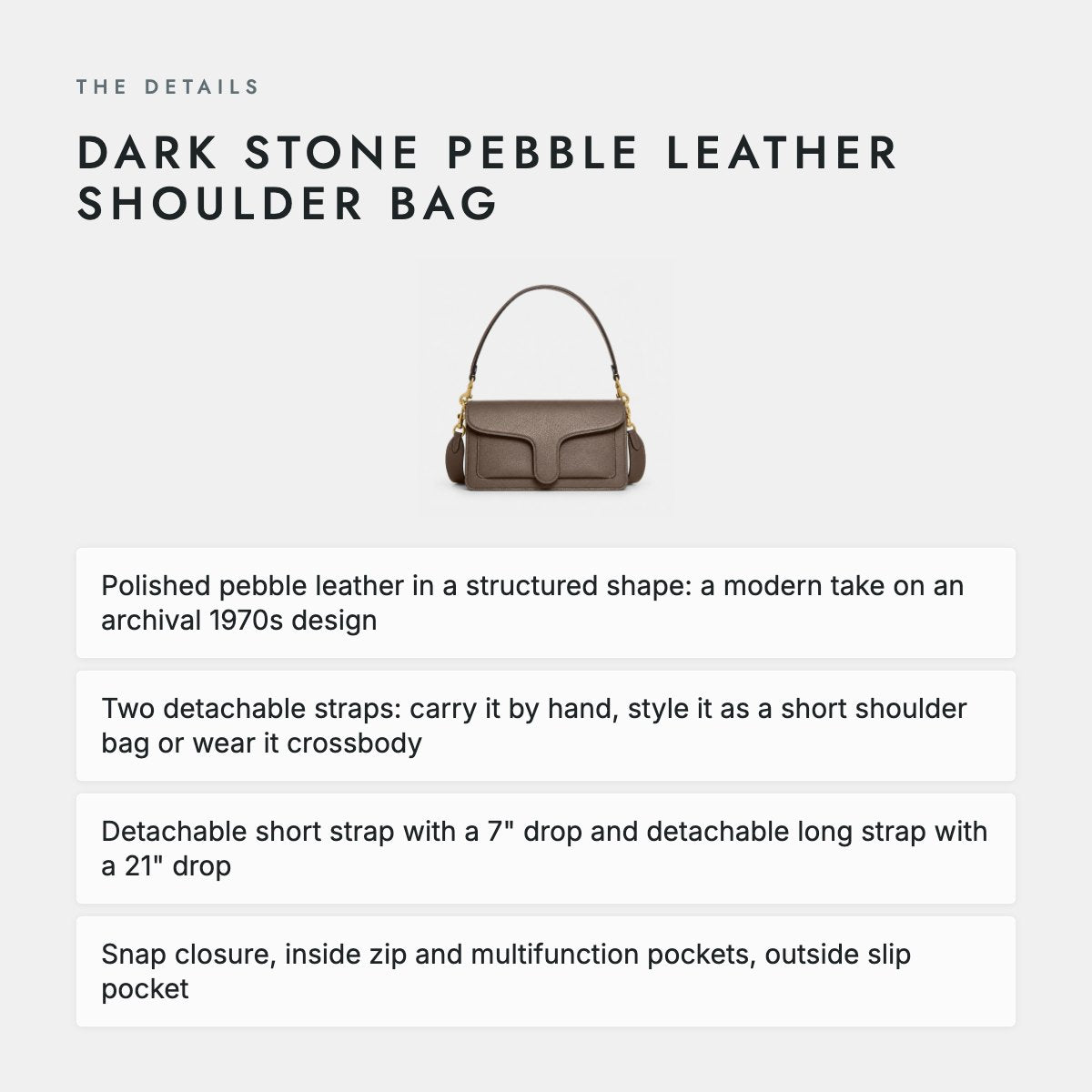 Dark Stone Pebble Leather Shoulder Bag, photo 4