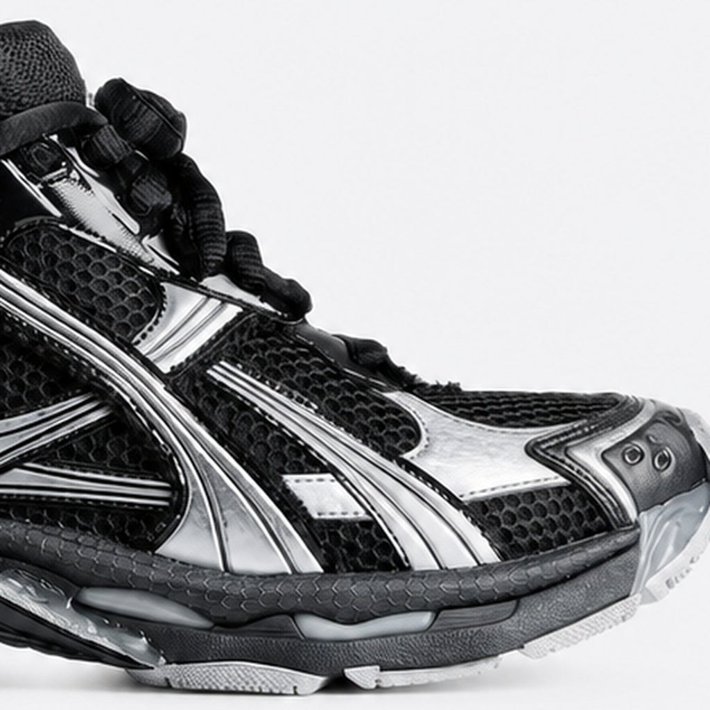 Black and Silver Layered Mesh Sneakers, photo 3