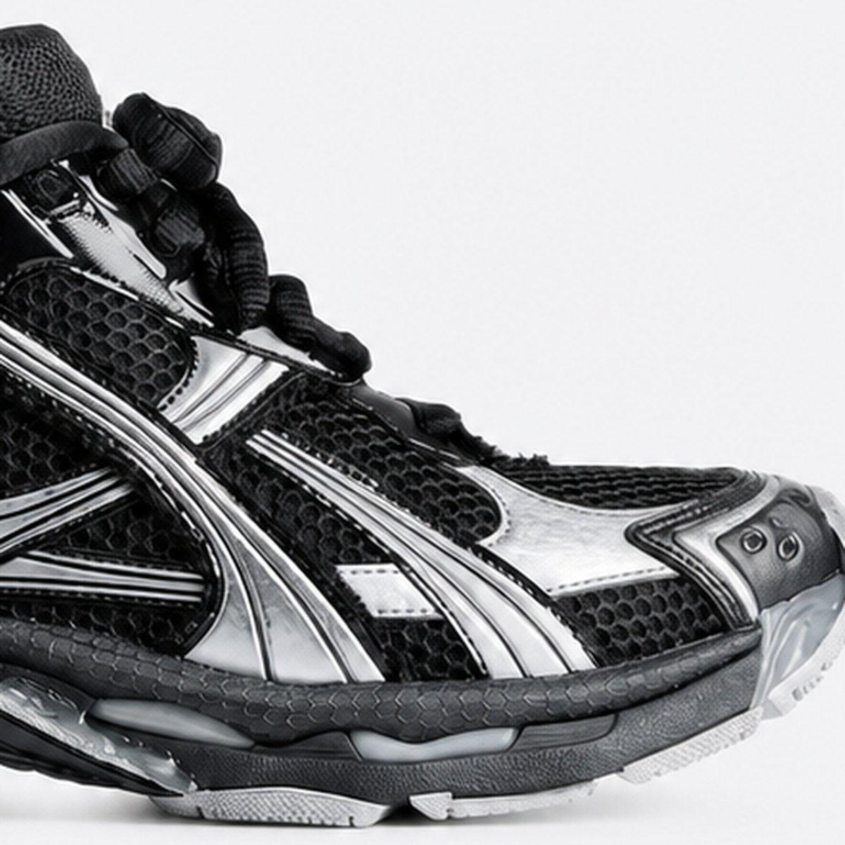 Black and Silver Layered Mesh Sneakers, photo 3