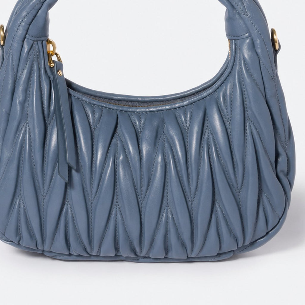Aviation Blue Quilted Leather Hobo Bag, photo 3