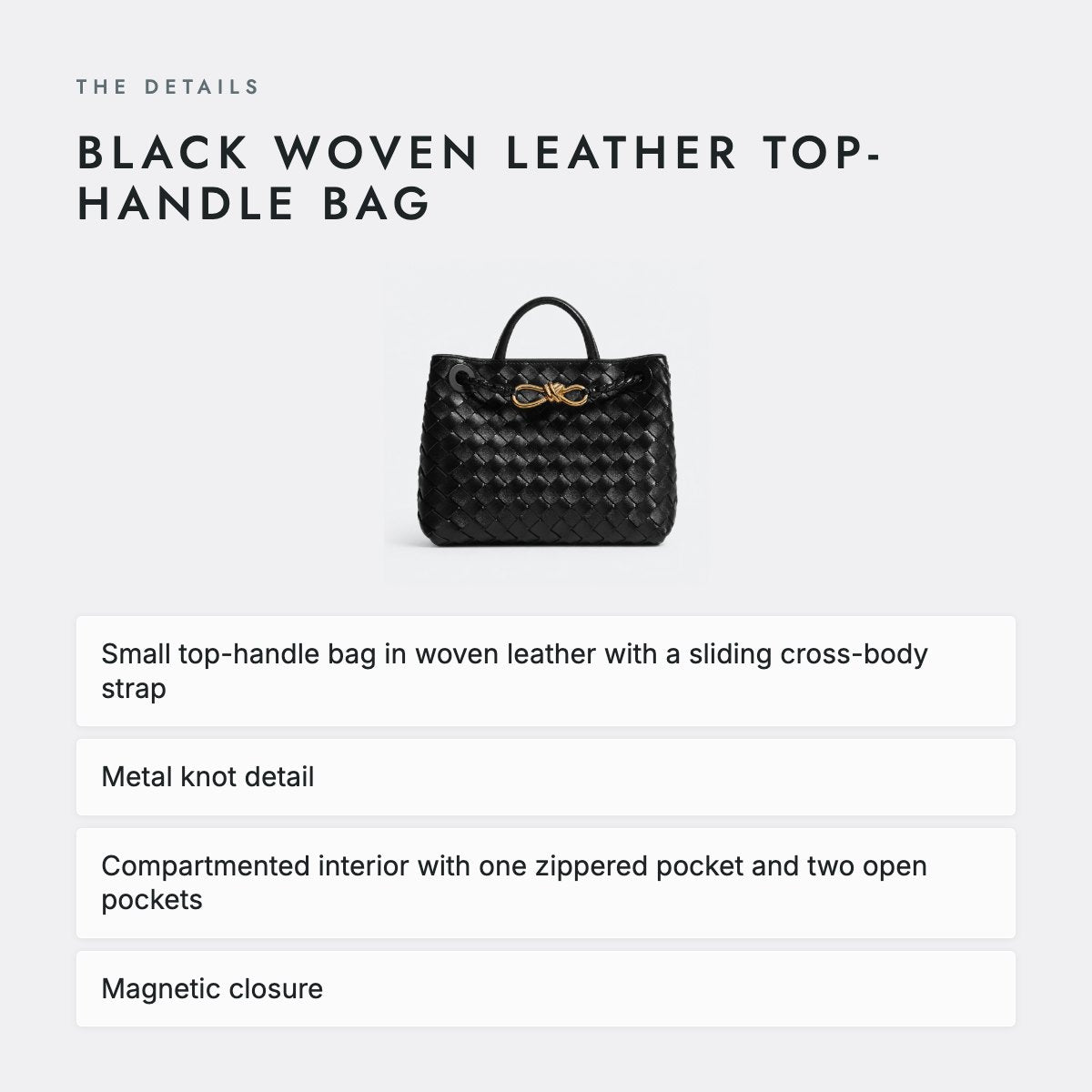 Black Woven Leather Top-Handle Bag, photo 4