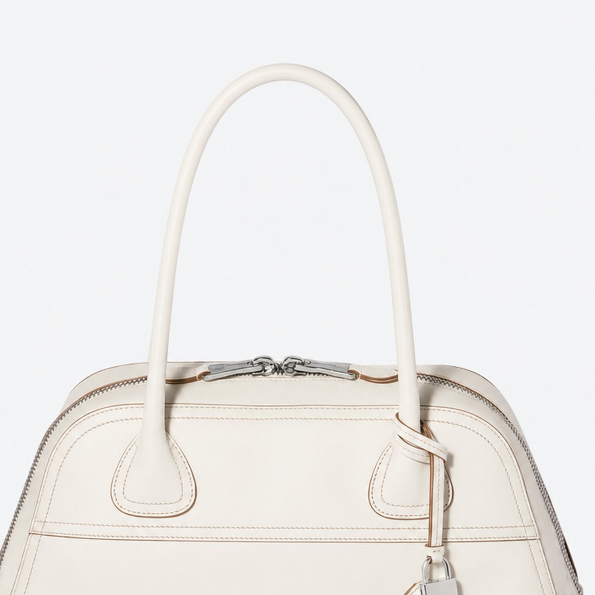 Chalk White Leather Bowling Bag, photo 2