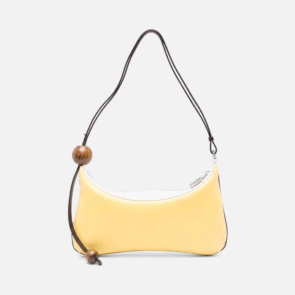 Pastel Yellow Lambskin Curved Shoulder Bag, photo 1