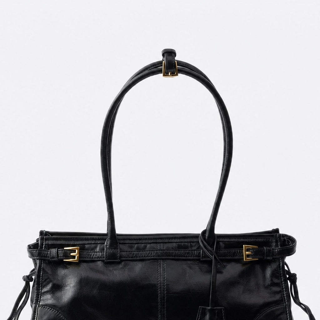 Black Leather Top-Handle Bag, photo 2