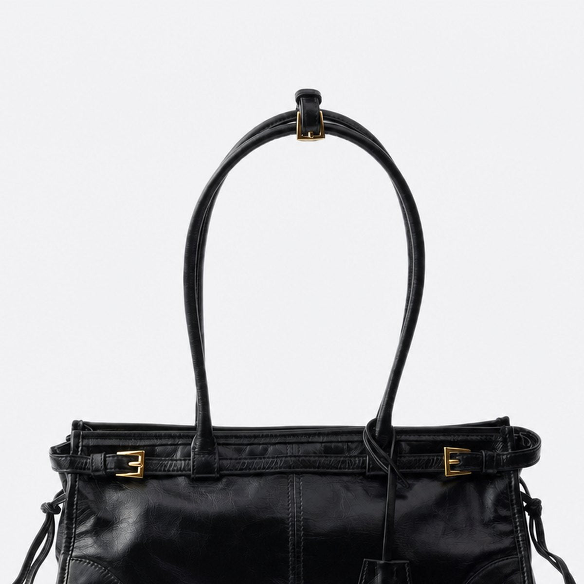Black Leather Top-Handle Bag, photo 2